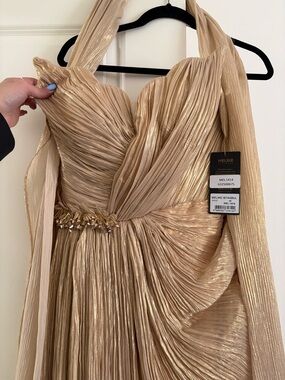 Gold Pleated Evening Dress